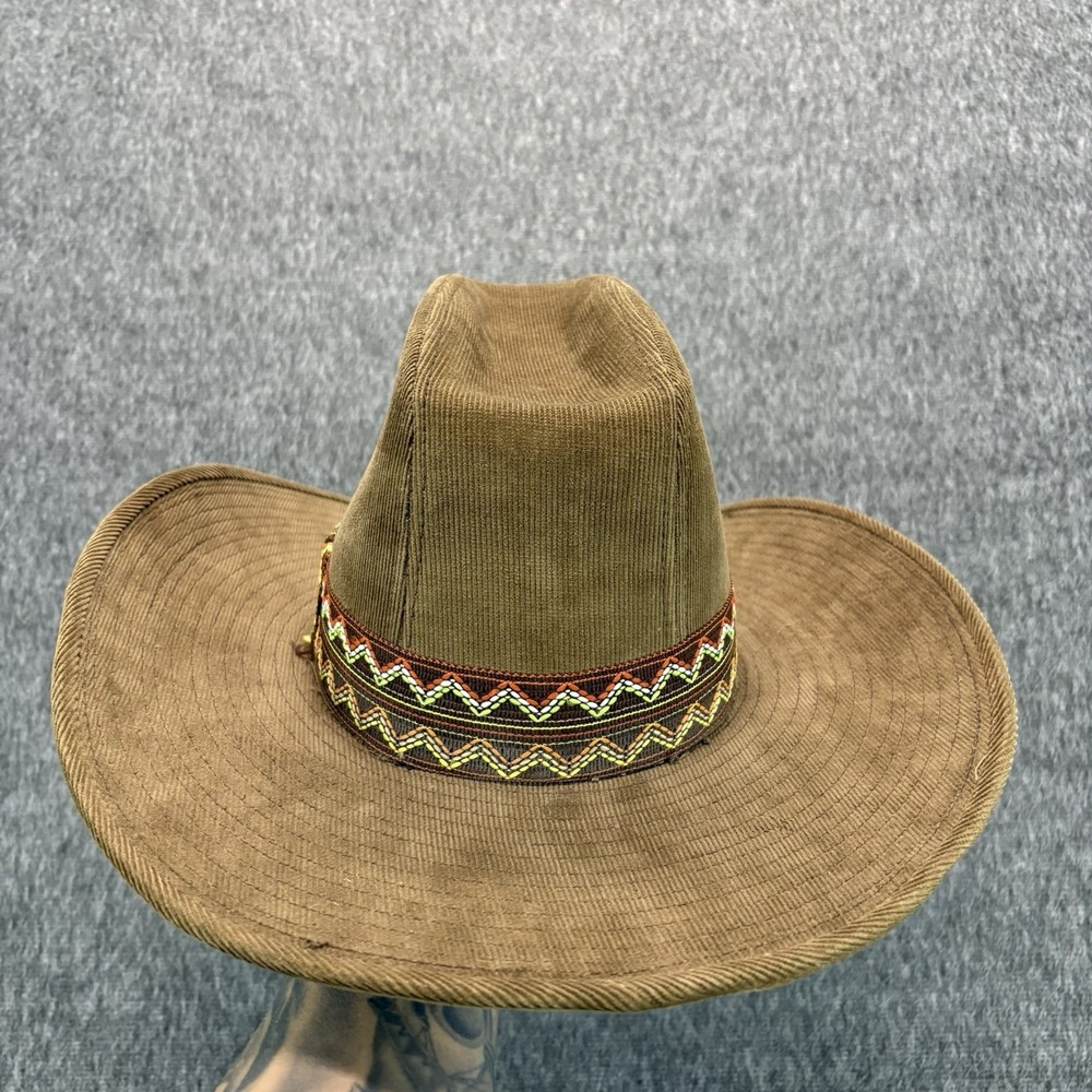 Newport Cowboy Hat Brown Corduroy Men's MEDIUM 6 3/4 6 7/8 Rigid Western Style
